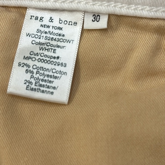 Women’s White Rag & Bone Cotton Blend Cropped Denim Ankle Jeans Pants Size 30 - Picture 9 of 10